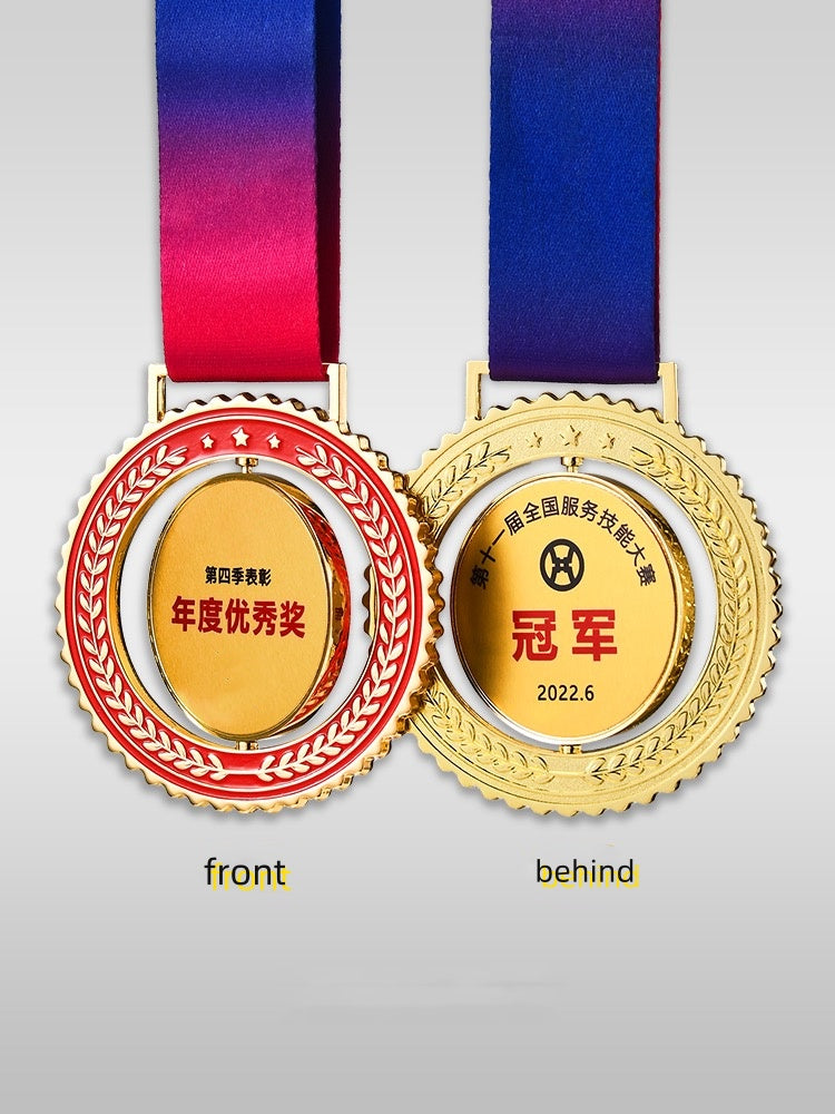 Customized double-sided rotatable medal