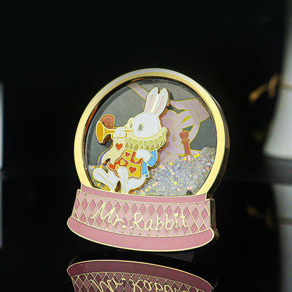 Charming Metal Glitter Flowing Fridge Magnets: Bugs Bunny in Crystal Ball Shape for Your Delight!