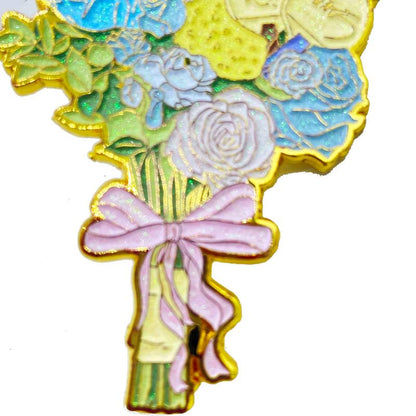 custom flower bouquet soft enamel pins